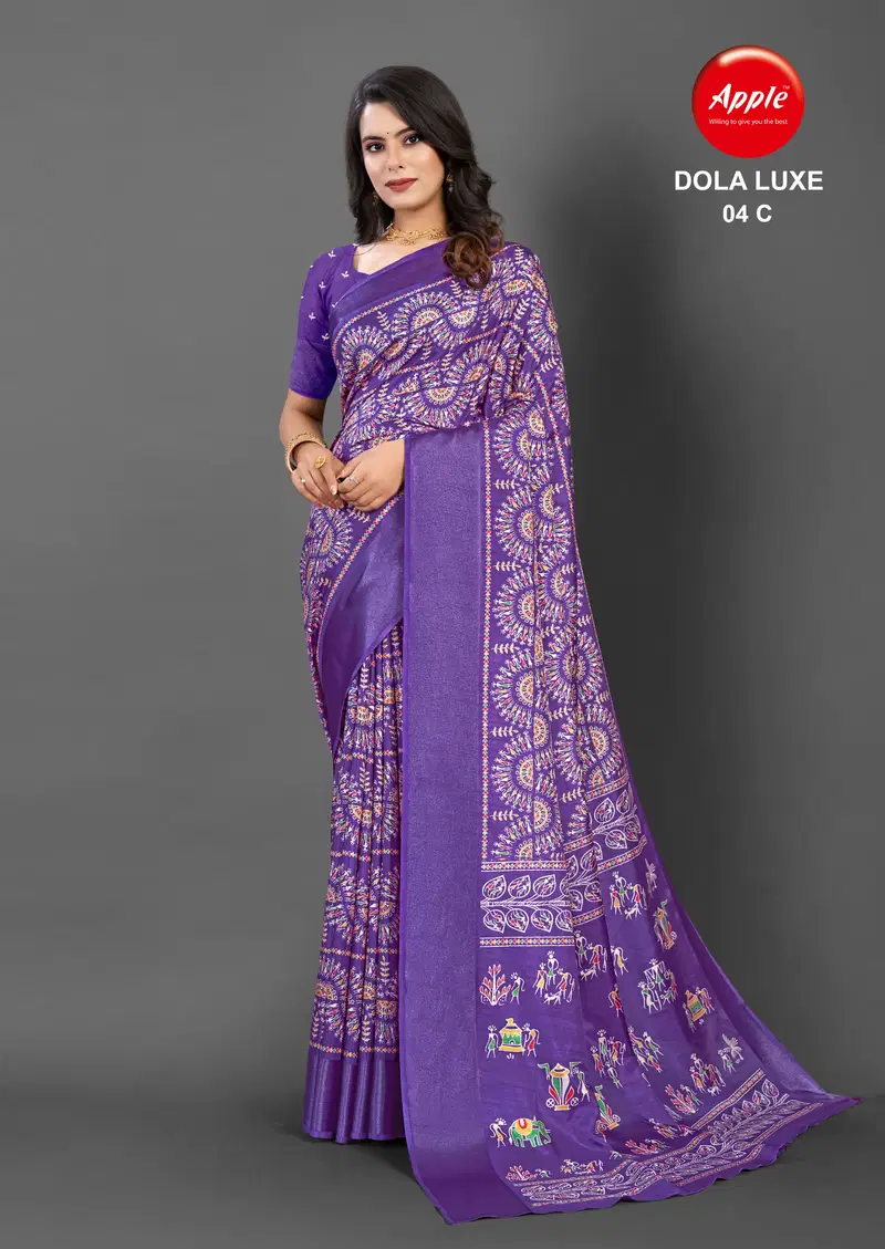 Apple Dola Luxe 04 Daily Wear Dola Silk Printed Sarees Wholesale Shop In Surat
